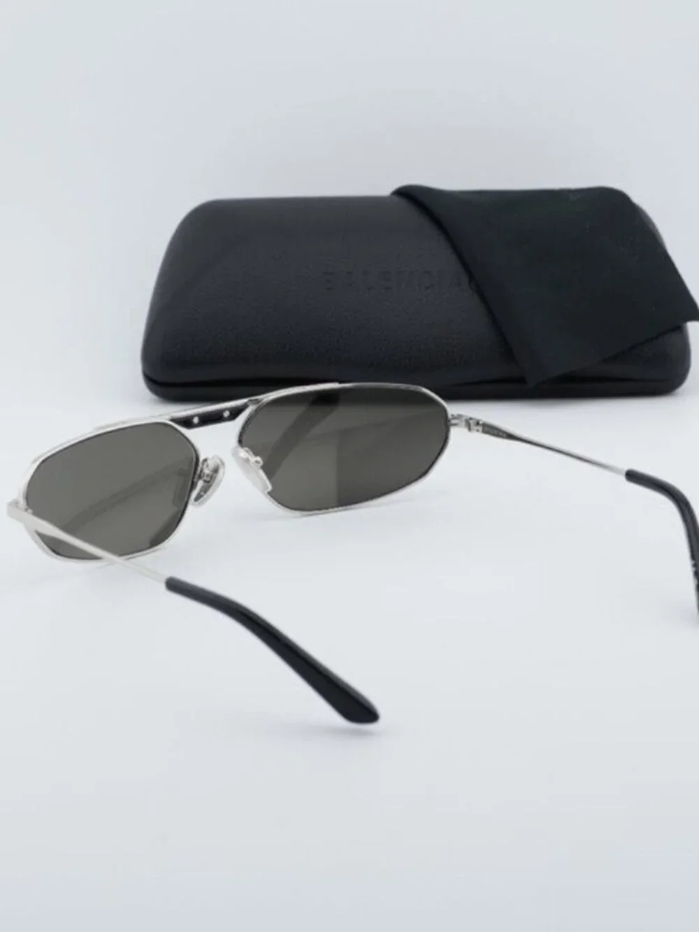 Balenciaga BB0245S 002 Unisex Geometric Sunglasses - Silver / Silver Mirror